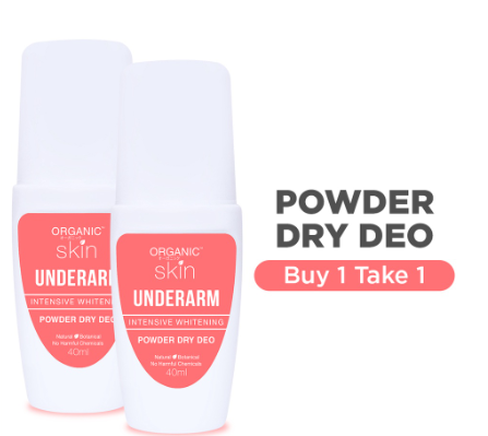Organic Skin Japan Intensive Whitening Underarm Powder Dry Deodorant Deo Roll on Set of 2