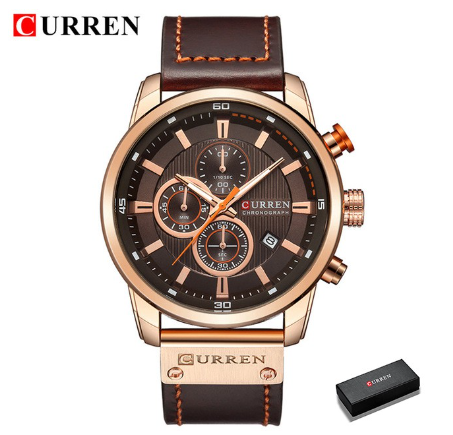 Curren Fashion Date Quartz Men Watches Top Brand Luxury Male Clock Chronograph Sport Wrist Watch 8291 ROSE COFFEE