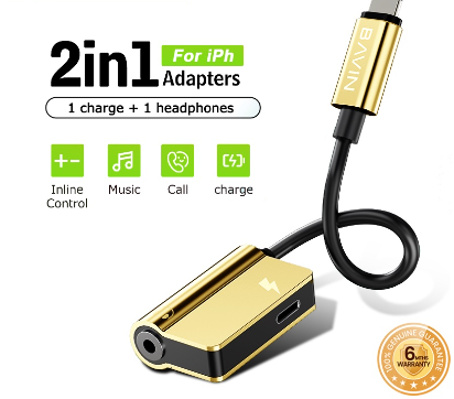 Bavin AUX34 2 In 1 Aux Adapter Audio Cable For Iph To 3.5mm & Iph