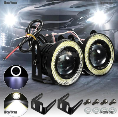 2.5'' 15W Car White COB LED Projector Angel Eyes Blue Ring DRL Fog Light Lamp 1 pcs