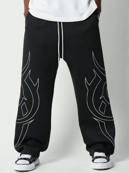 SUMWON Drop Crotch Jogger With Side Graphic Print