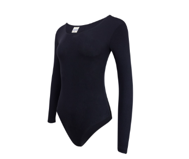 Black Long Sleeved Leotard Bikini Cut for Dance Sports Wear Women Athleisure Activewear