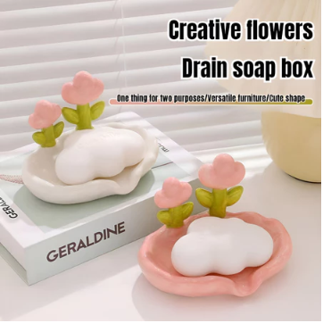 Soap Box Creative Flower Shape Soap Dish Non-slip Bathroom Drainable Soap Tray Holder Container