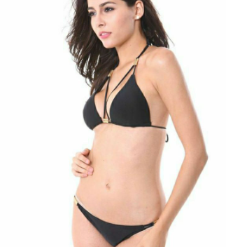 Simple Solid Bikini White Black Swimwear Women Girl Sexy Brazilian Bikini Cut Out Swimsuit 054