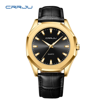 CRRJU Men's Watches Original Brand Genuine Luminous Hands High Quality Leather Strap Fashion Casual Business Sports Quartz Waterproof Watch M02