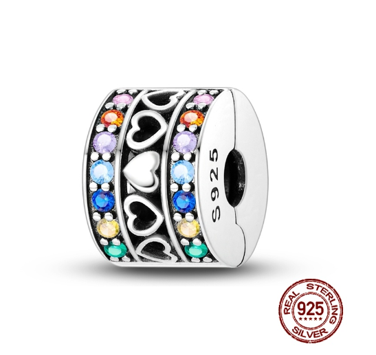 Fit Original Pandora Bracelet Beads Pendant 925 Sterling Silver Love Positioning Buckle Series Colorful Women Jewelry DIY Gift S06