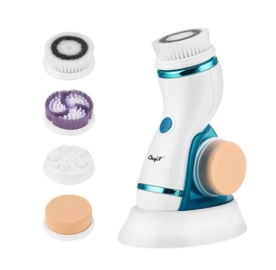 CkeyiN Face Cleanser Brush With 4 Heads Electric Facial Brush Face Brush Cleanser MR436