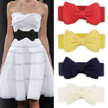 Women Elastic Belt With Big Bowknot Long Soft Wide Belts Match Dress
