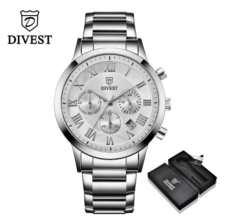 DIVEST Men's Watches Fashion Sport Business Casual Men Watch Quartz Waterproof Date Chrono 9009 M5