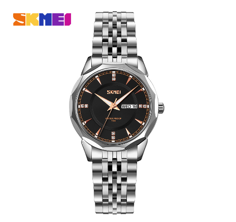 Skmei Watch for Women Fashion Women's Quartz Watch Waterproof 9264 SILVER BLACK