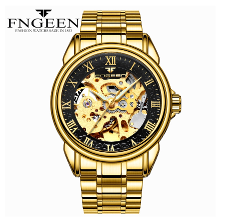 FNGEEN 8866 Men's Automatic Mechanical Watch ALL GOLD BLACK
