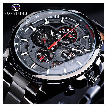 Forsining Watch for men Automatic Mechanical Watches Men stainless steel Tourbillon Waterproof Skeleton Wristwatch 7