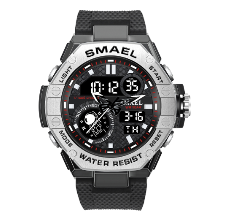 Polychrome Alloy Quartz Watch For Men SMAEL 8068 Brand Fashion Sports Dual Display Wristwatches Outdoor Waterproof Military Digitals M2