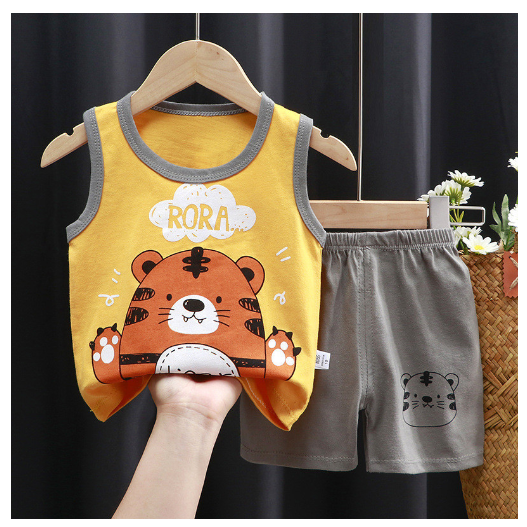 For Baby Boys & Kids Sleeveless Shorts Set Pure Cotton Summer Outfits For Boy S4