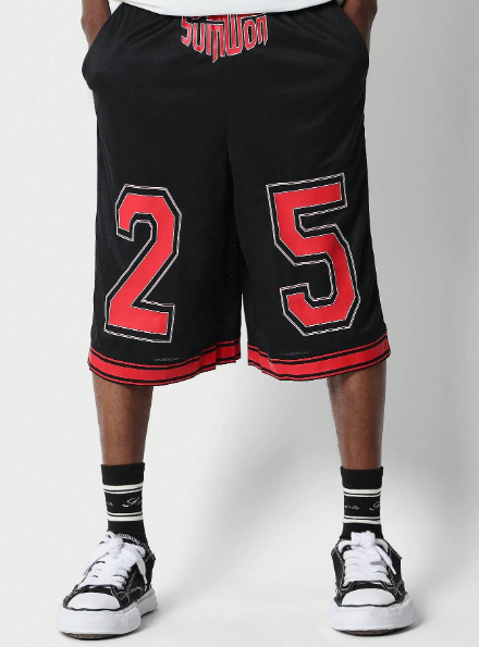 SUMWON Mesh Jort With Number Print