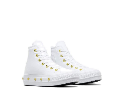 Converse CTAS Lift Platform Star Studded Women's Sneakers - White/White/Gold