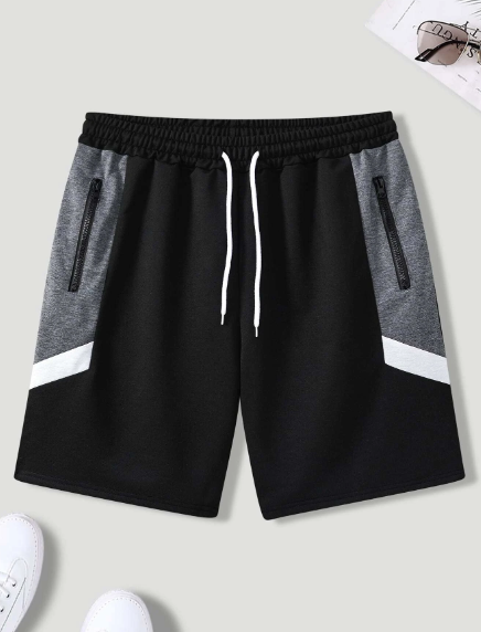 Manfinity Homme Men Color Block Drawstring Waist Shorts