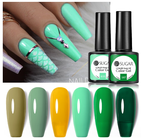Blue Green Gel Soak Off Long Lasting Nail Art Uv Color7.5ML