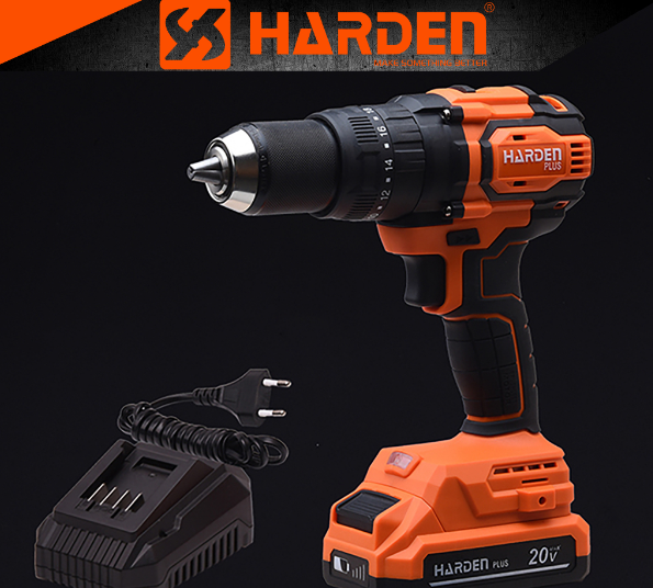 Harden 758228 20V Brushless Cordless Impact Drill 2000mAh Li-ion 0-500/0-1800Rpm 80Nm
