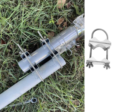 Double Antenna Mast Clamp V Jaw Block with U Bolts Heavy Duty Anti-Rust Mast to Mast Mount Bracket Kit for TV,CB,Ham