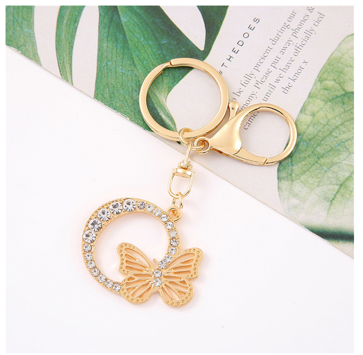1Pcs Fashion Hollow Butterfly 26 Letter Keychains Luxury Rhinestone A-Z Initials Metal Keyrings Car Key Holder Bag Accessories Q