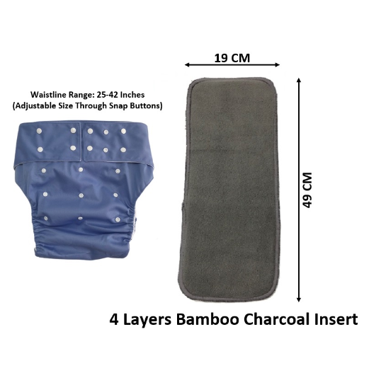 Philippine Made Washable Reusable Adult Cloth Diaper With 1 Piece 4 Layers Bamboo Charcoal Insert AD7