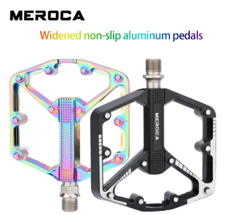 Meroca Bicycle pedal Road bike Aluminum Alloy Pedal Ultra-light Non-slip widening pedal for MTB