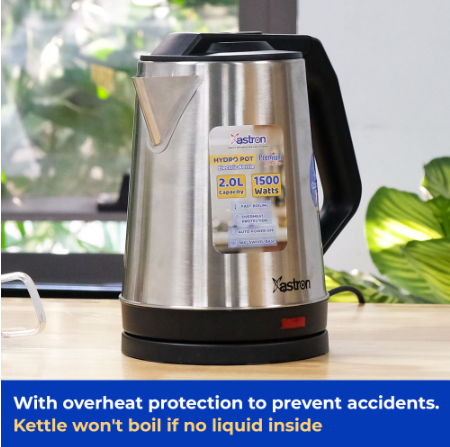 Astron Hydro Pot 2L Electric Kettle | 1500W | Premium Series (Black)