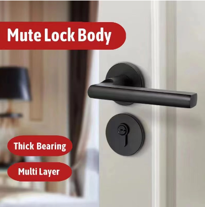 RCG Minimalist Door Lock Continental Bedroom Door Handle Lock Interior Anti-Theft Room