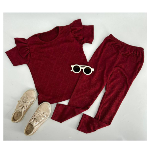 Gwen Kids Ruffle Sleeve Tee and Leggings Terno for Girls D15