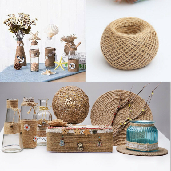 100M 1mm Twisted Craft Rope Natural Burlap Jute Twine Hemp Linen Cord String