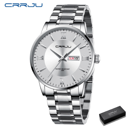 CRRJU Men's Watch New Fashion Casual Sports Business Stainless Steel Quartz Waterproof 2175 m7