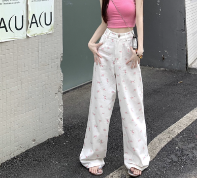 Lovito Women Casual Plain Jacquard Jeans LNA30046 White