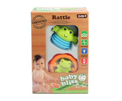 Baby Bliss 2 in 1 Happy Frog Rattle, Lead-Free - Developmental Toys