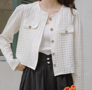 Women Casual Plain Button Front Coat LNE29209 White