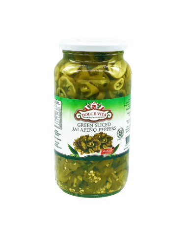 Dolce Vita Green Sliced Jalapeno Peppers 900g