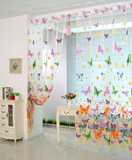Butterfly Tulle Curtain Transparent