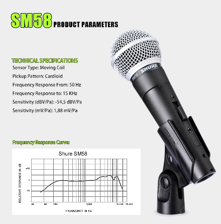 Shure SM58 Microphone Professional Voice Wired Dynamic Microphone