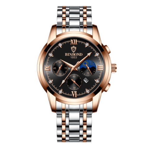 Binbond Waterproof Luminous Calendar Men's Watch Male Student Korean Version Fashion Genuine Leather Sports Quartz Watch Watch M2