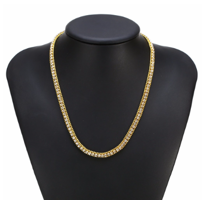 18k Gold Plated Crystal Diamond Chain Necklace