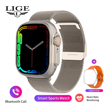 LIGE Smart Watch Men MESH ROSE SILVER