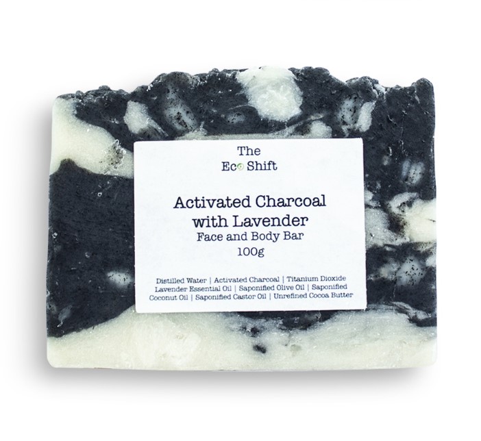 Exfoliating Face and Body Bar Activated Charcoal with Lavender 3Pcs