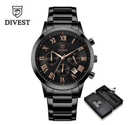 DIVEST Men's Watches Fashion Sport Business Casual Men Watch Quartz Waterproof Date Chrono 9009 M1