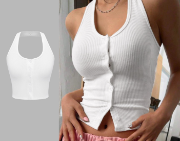 Lovito Women Casual Plain Button Front Tank Top LBE04067 White