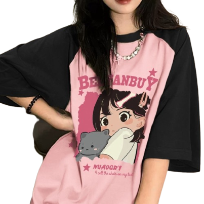 Lovito Women Colorblock T-Shirt LNE17154 (Pink)