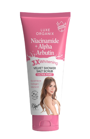 Luxe Organix Niacinamide + Alpha Arbutin 3x Whitening Velvet Shower Salt Scrub 320g