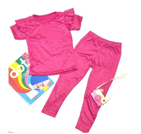 Gwen Kids Ruffle Sleeve Tee and Leggings Terno for Girls D11