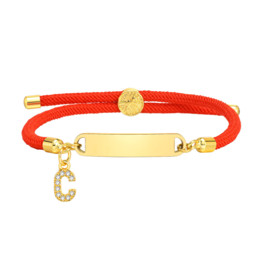 Vnox Custom Initial Letter Name Baby Bracelet Personalized Newborn Child Birth Gift Red Thread Rope Bracelet Adjustable Handchain C