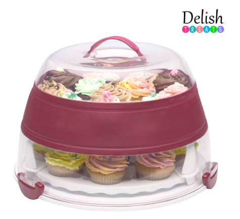 Delish Treats Collapsible Cupcake and Cake Carrier DTPH0222