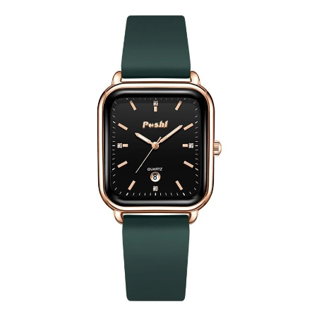 POSHI Fashion Square Rubber Ladies Watch Original Quartz Waterproof Watch for Women Sale Now Korean Style Fashion Casual Women F6